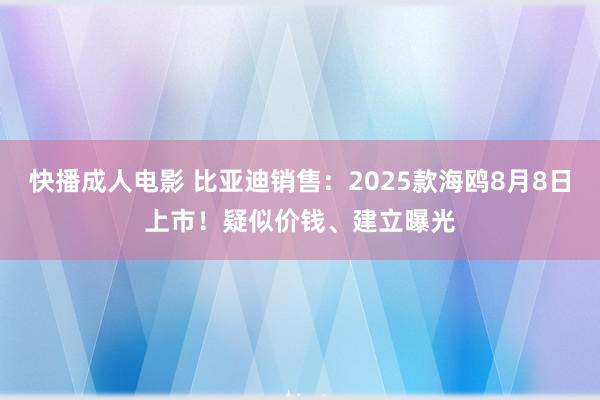 快播成人电影 比亚迪销售：2025款海鸥8月8日上市！疑似价钱、建立曝光